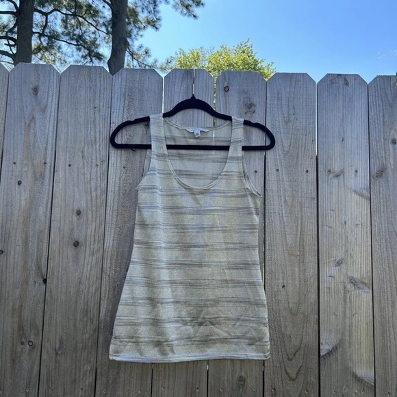 Banana Republic Tank Top Women's Sz Xs‎ Metallic Gold Striped Sleeveless - Picture 1 of 7